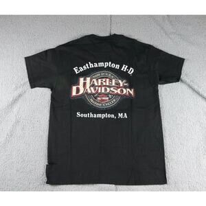 Vintage Harley Davidson T-Shirt Men L Black Graphic Print Easthampton MA USA
